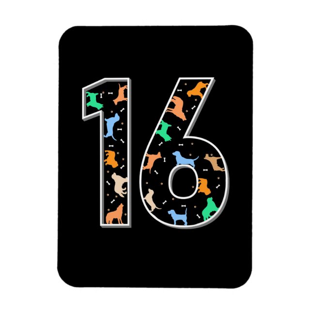 Birthday Gift | 16:e födelsedagen med Hund Magnet (Vertikal)