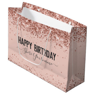 Birthday Gift Bag för Girly Ro Guld Glitter