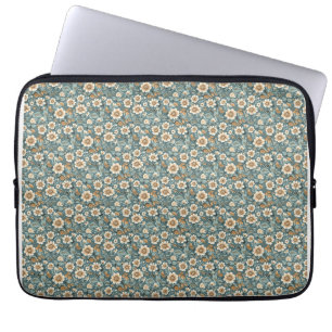 Birthday Gift Blommönstret Teal och Beige Laptop Fodral