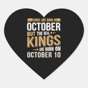 Birthday Gift Kung är född i oktober Hjärtformat Klistermärke