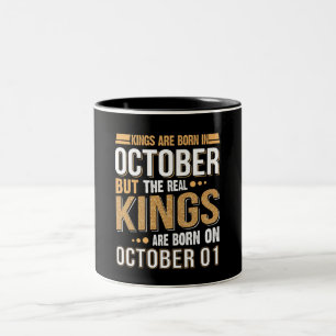 Birthday Gift Kung är född i oktober Två-Tonad Mugg