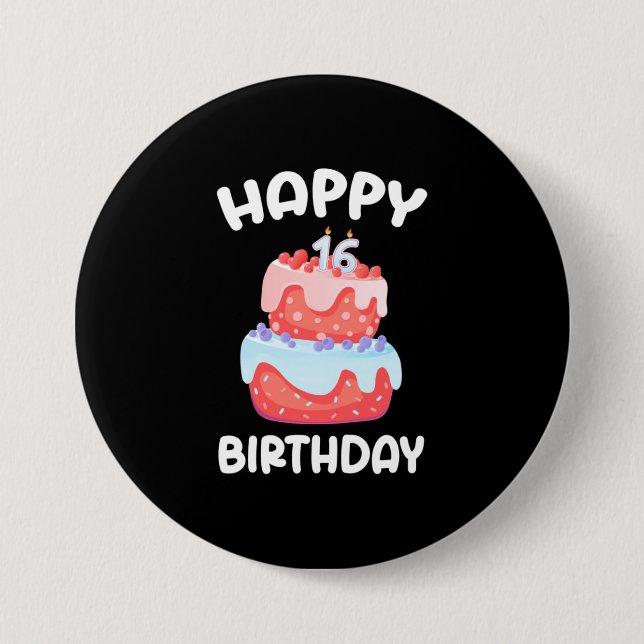 Birthday Gift | Lycklig 16:e födelsedagen Knapp (Framsida)