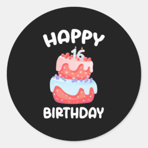 Birthday Gift Lycklig 16:e födelsedagen Runt Klistermärke