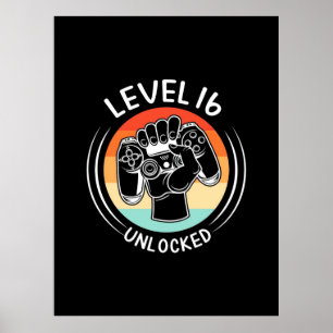 Birthday Gift Nivå 16:e födelsedagen olåst Poster