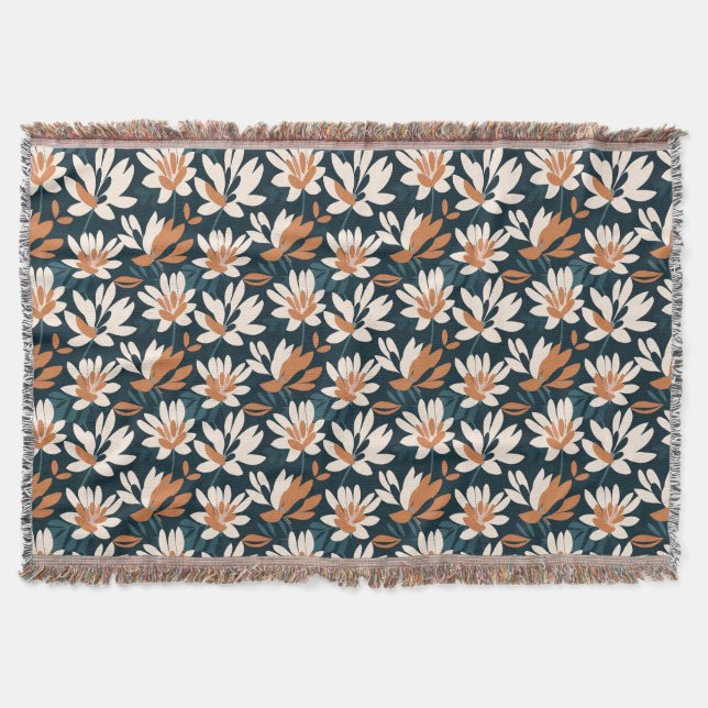 Birthday Gift | Orange och vit Blommigt Filt (Framsidan)