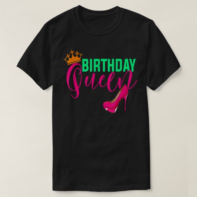 Birthday Gift Queen Krona Shock rosa High Heel Sho T Shirt (Design framsida)