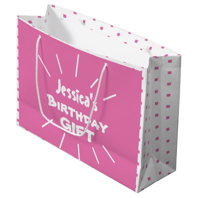 Birthday Gift ROSA Personlig Gift Bag (Framsidan Vinklad)