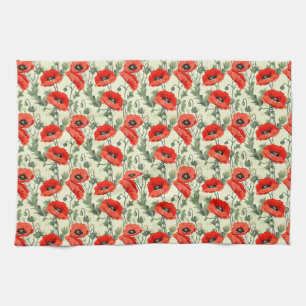 Birthday Gift   Seamless Red Poppy Kökshandduk