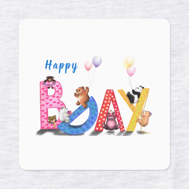 Birthday Gift Sticker Gift med Baby Bears Party (Design 1)
