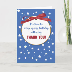 Birthday Gift Tack Presenter, Red Ribbon, Star Kort