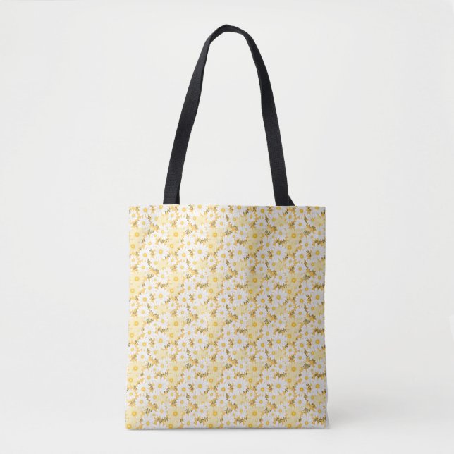 Birthday Gift | Vit och Gult Daisy Tygkasse (Framsida)
