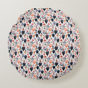 Birthday Gift Whimsisk ballong och blomma Rund Kudde