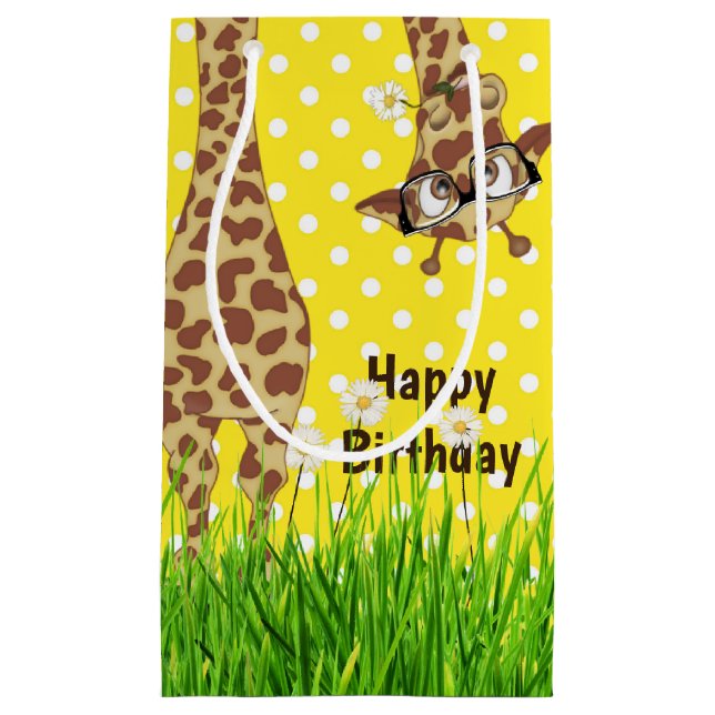 Birthday Giraffe med glasögon på Polka dots (Framsidan)