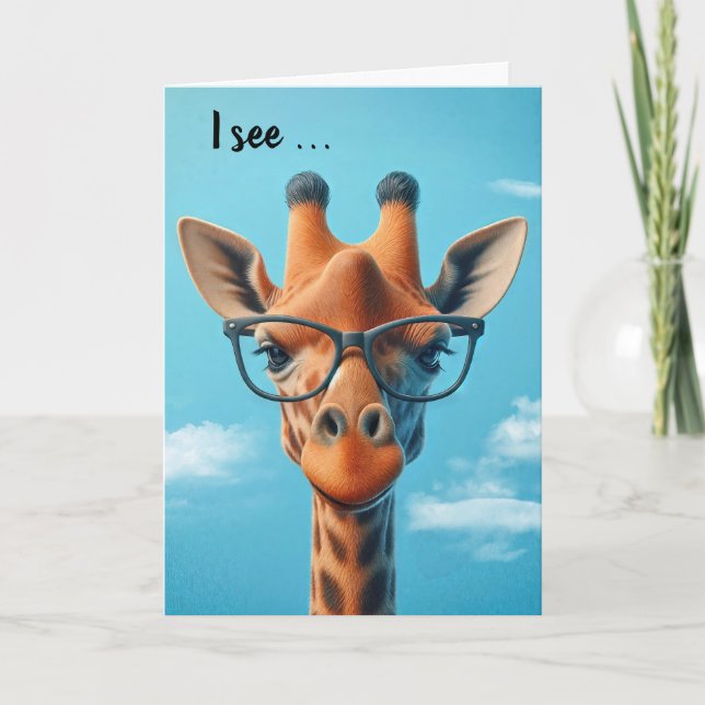 Birthday Giraffe Wearing Eyeglasses Kort (Framsida)
