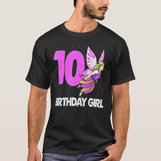 Birthday Girl 10 Women Fairy Kärlek Tees Birthday  T Shirt (Framsida)