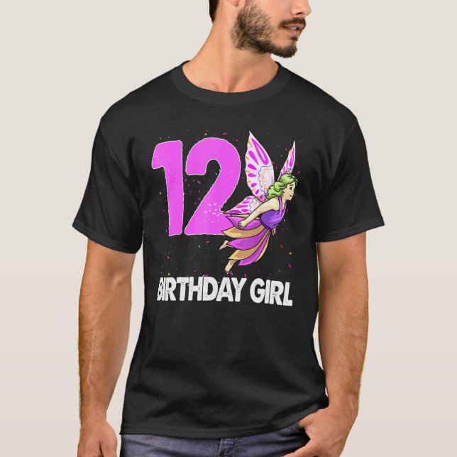 Birthday Girl 12 Women Fairy Kärlek Tees Birthday  T Shirt (Framsida)