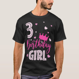 Birthday Girl 3 Years Old Cute Rosa Matching Famil T Shirt