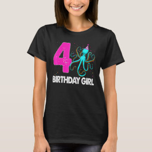 Birthday Girl 4 Octopus Kärlek T Shirt