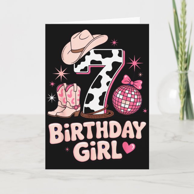 Birthday Girl 7 Cowgirl Party Outfit Fun Disco The Kort (Framsida)