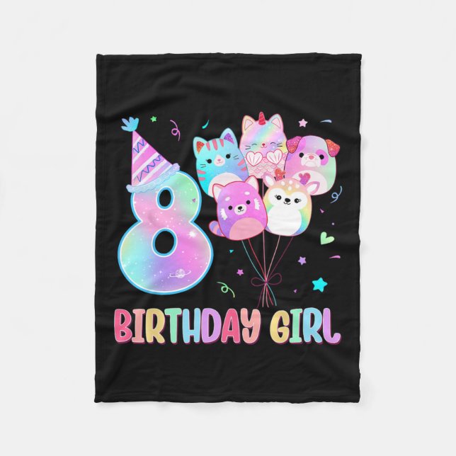 Birthday Girl 8 Birthday Squad Mallow Gir Fleecefilt (Framsidan)