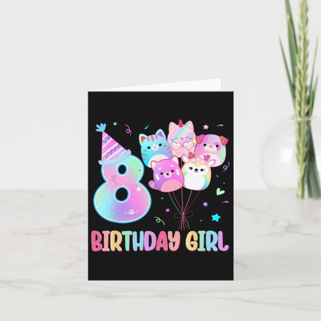 Birthday Girl 8 Birthday Squad Mallow Gir Kort (Framsida)