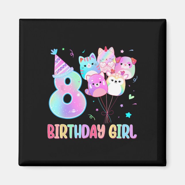 Birthday Girl 8 Birthday Squad Mallow Gir Magnet (Framsidan)