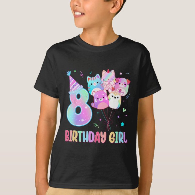 Birthday Girl 8 Birthday Squad Mallow Gir T Shirt (Framsida)