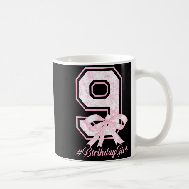 Birthday Girl 9th Birthday Nk Floral Coquette Bow  Kaffemugg (Höger)