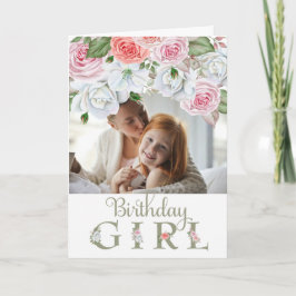 Birthday Girl Anpassningsbar Photo Watercolor Flow Kort