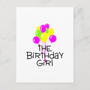 Birthday Girl Balloons Vykort