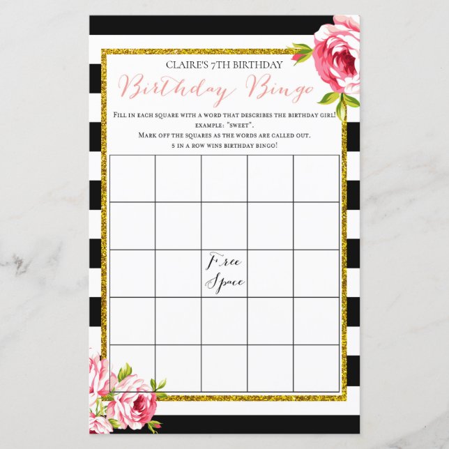 Birthday Girl Bingo Game (Framsida)