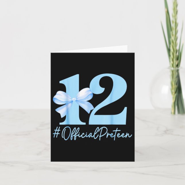 Birthday Girl Blue Coquette Bow 12-årig officer Kort (Framsida)