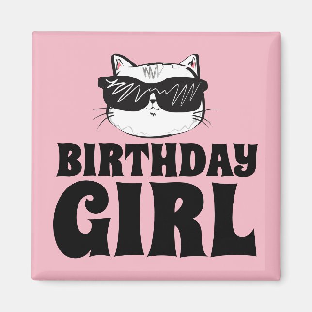 BIRTHDAY GIRL CAT MAGNET (Framsidan)