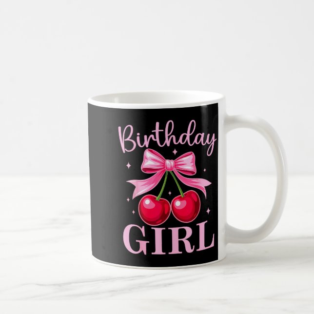 Birthday Girl Coquette Bow Cherry Birthday Girls W Kaffemugg (Höger)