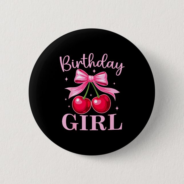 Birthday Girl Coquette Bow Cherry Birthday Girls W Knapp (Framsida)
