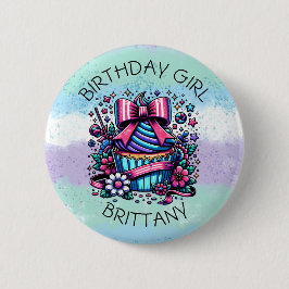Birthday Girl Cupcoa Whimsical Personlig Knapp