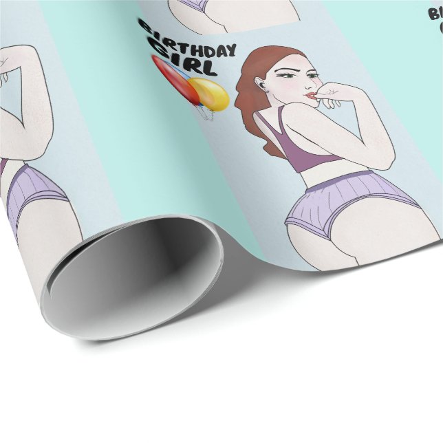 BIRTHDAY GIRL CURVY BIG BOTTOMED BRUNETTE PRESENTPAPPER (Rullad Hörn)