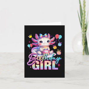 Birthday Girl Cute Axolotl Födelsedagsfest Kids Gi Kort