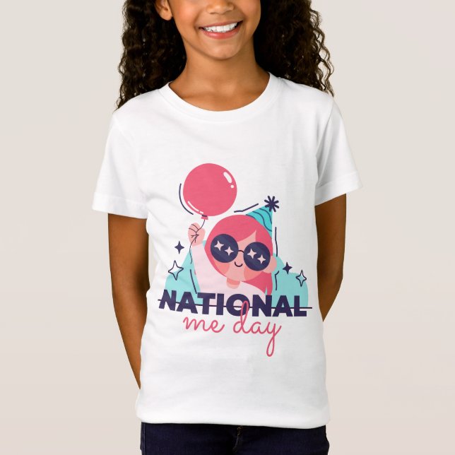 Birthday Girl Cute Balloon Mode T Shirt (Framsida)