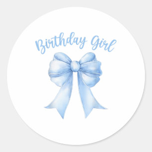 Birthday Girl Cute Blue Coquette Bow Y2k Women Bir Runt Klistermärke