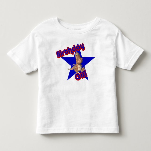 Birthday Girl Cute Dinosaur T-Shirt (Framsida)