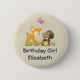 Birthday Girl Cute Forest Animals Knapp