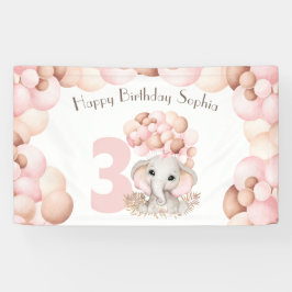 Birthday Girl Cute Rosa Elephant Banner