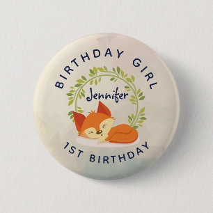 Birthday Girl Cute Sleeping Orange Fox Knapp
