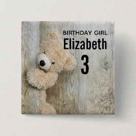 Birthday Girl Cute Stuffed Bear Photo Knapp