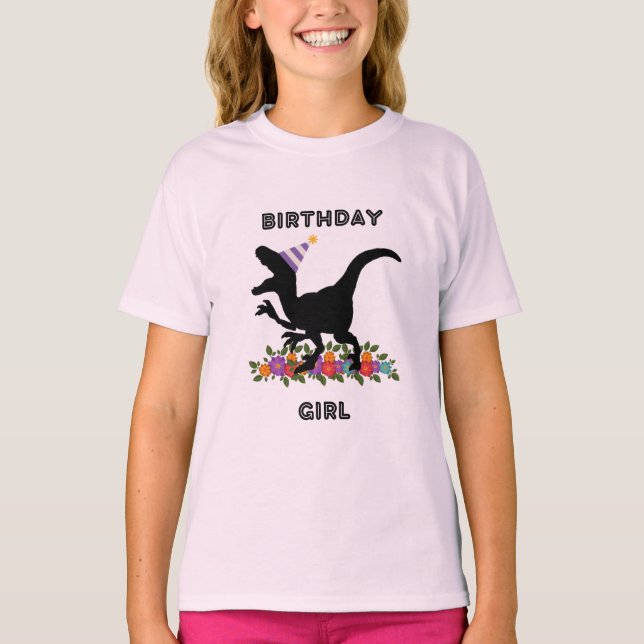 Birthday Girl Dinosaur T Shirt (Framsida)