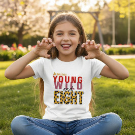 Birthday Girl Eight Leopard Print Text Design  T Shirt