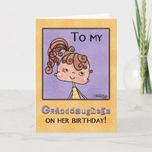 Birthday Girl for Granddotter-Gult Gingham Kort