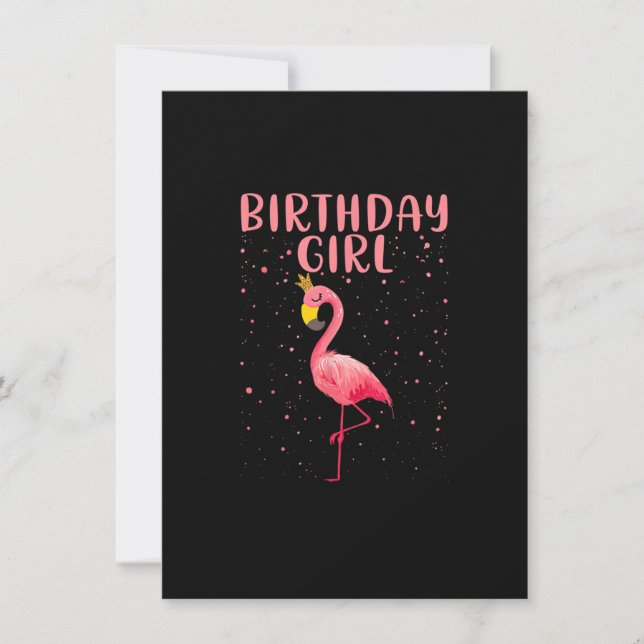 Birthday Girl - Funny Flamingo Älskare Princess Bi Inbjudningar (Framsida)