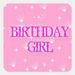 BIRTHDAY GIRL FYRKANTIGT KLISTERMÄRKE